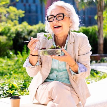 Lady enjoys salad