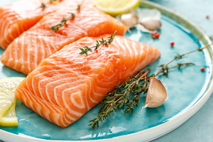 Close-up of fatty fish on a plate